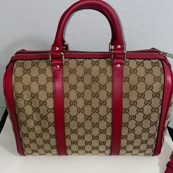 ❣️SOLD❣️GUCCI Gucci Beige/Red GG Joy Boston Bag - Picture 5 of 16